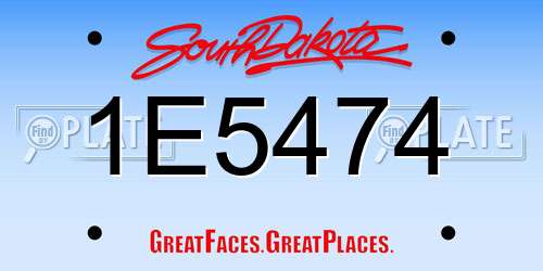 1E5474 South Dakota License Plate