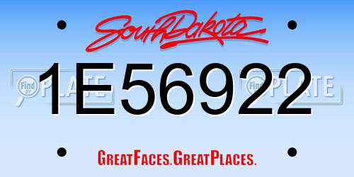 1E56922 South Dakota License Plate