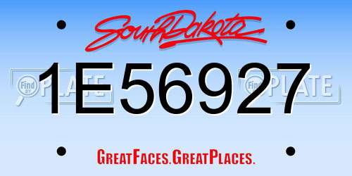 1E56927 South Dakota License Plate