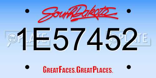 1E57452 South Dakota License Plate