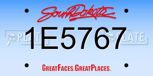 1E5767 South Dakota License Plate