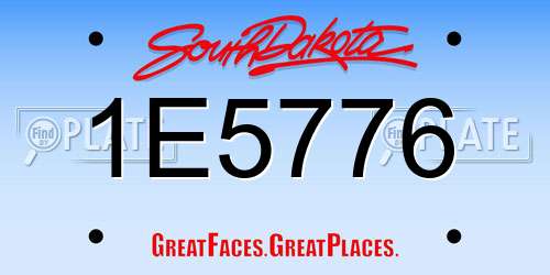 1E5776 South Dakota License Plate