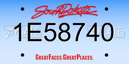 1E58740 South Dakota License Plate