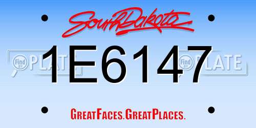 1E6147 South Dakota License Plate