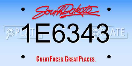 1E6343 South Dakota License Plate