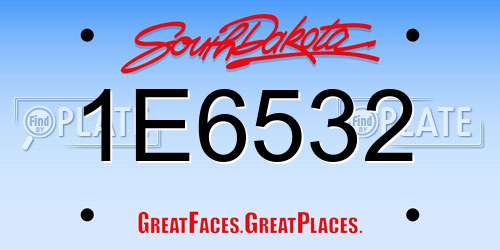 1E6532 South Dakota License Plate