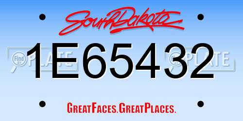 1E65432 South Dakota License Plate