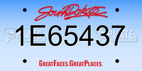 1E65437 South Dakota License Plate