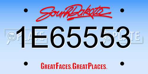 1E65553 South Dakota License Plate