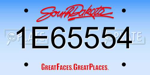 1E65554 South Dakota License Plate