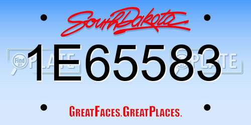 1E65583 South Dakota License Plate