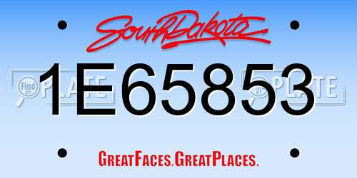 1E65853 South Dakota License Plate