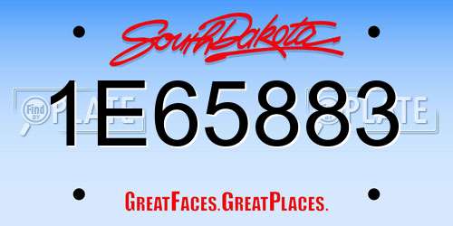 1E65883 South Dakota License Plate