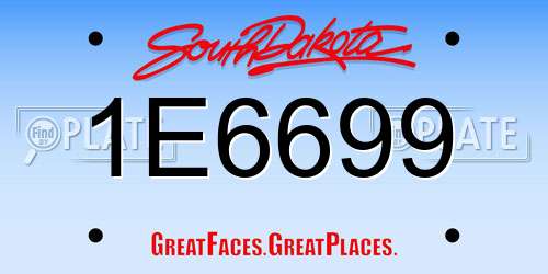 1E6699 South Dakota License Plate