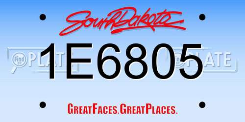 1E6805 South Dakota License Plate