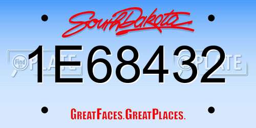 1E68432 South Dakota License Plate