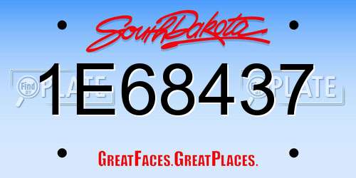 1E68437 South Dakota License Plate