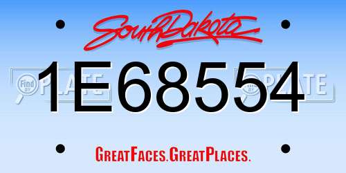 1E68554 South Dakota License Plate