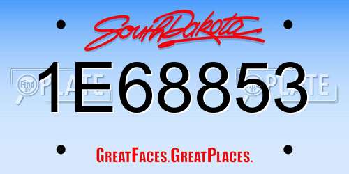 1E68853 South Dakota License Plate