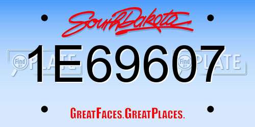 1E69607 South Dakota License Plate