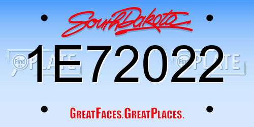 1E72022 South Dakota License Plate