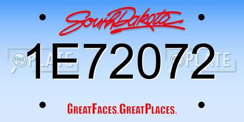 1E72072 South Dakota License Plate