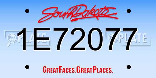 1E72077 South Dakota License Plate