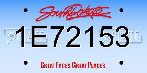 1E72153 South Dakota License Plate