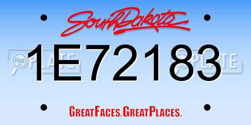 1E72183 South Dakota License Plate