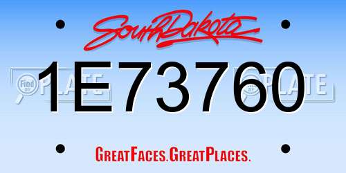 1E73760 South Dakota License Plate