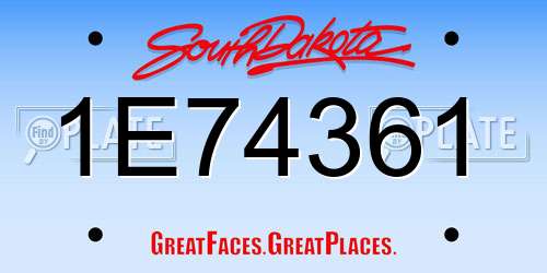 1E74361 South Dakota License Plate