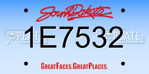 1E7532 South Dakota License Plate