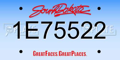 1E75522 South Dakota License Plate