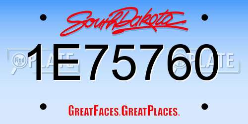 1E75760 South Dakota License Plate