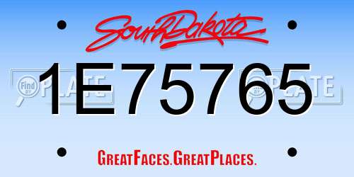 1E75765 South Dakota License Plate