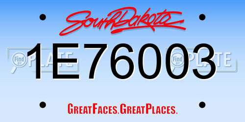 1E76003 South Dakota License Plate
