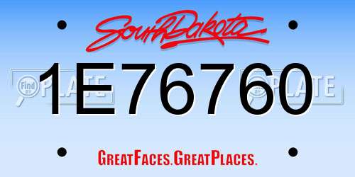 1E76760 South Dakota License Plate