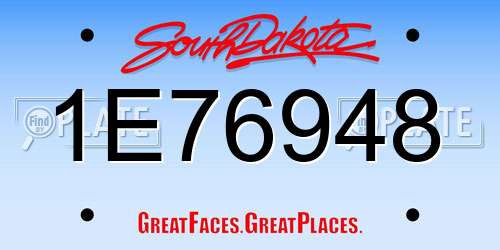 1E76948 South Dakota License Plate