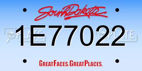 1E77022 South Dakota License Plate