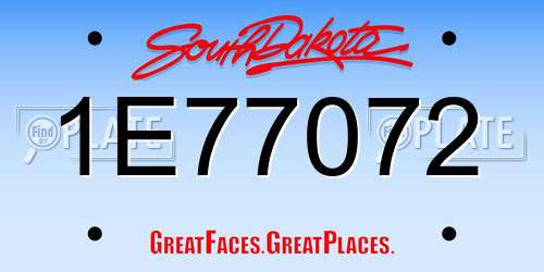 1E77072 South Dakota License Plate