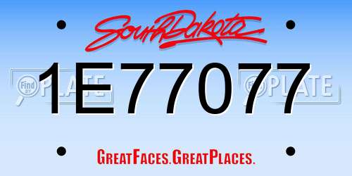 1E77077 South Dakota License Plate