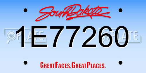 1E77260 South Dakota License Plate