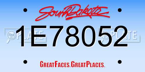 1E78052 South Dakota License Plate