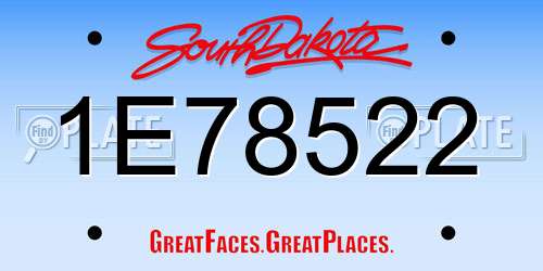 1E78522 South Dakota License Plate