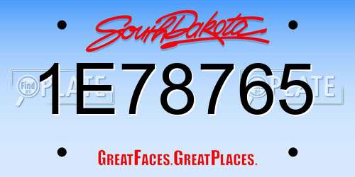 1E78765 South Dakota License Plate