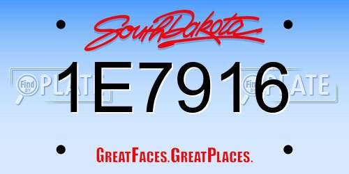 1E7916 South Dakota License Plate