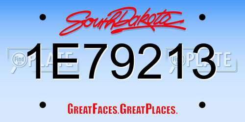 1E79213 South Dakota License Plate