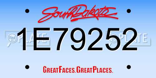 1E79252 South Dakota License Plate