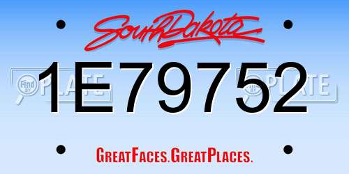 1E79752 South Dakota License Plate
