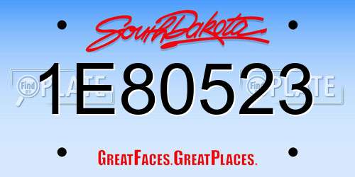 1E80523 South Dakota License Plate